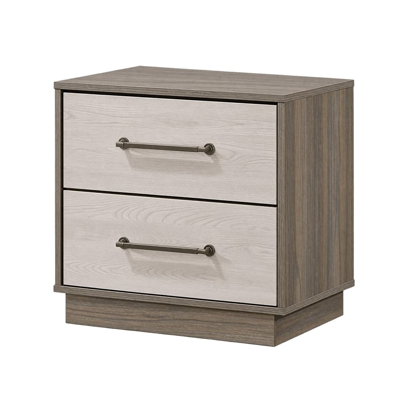 King Bedroom Set- Storage Gray and Nickel- 3 Piece Set with 2 Nightstands