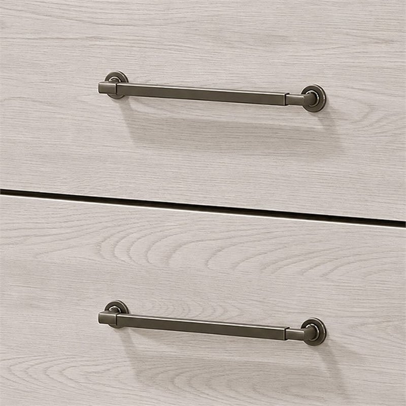 King Bedroom Set- Storage Gray and Nickel- 3 Piece Set with 2 Nightstands