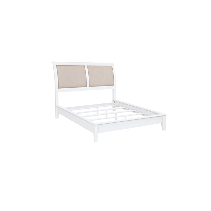 Queen Bedroom Set- White and Beige- 2 Piece Set with Nightstand