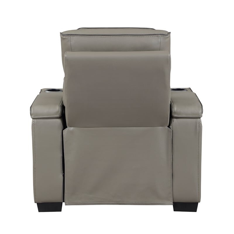 Cyrus Power Recliner- Headrest- Heat Massage- USB Ports- LED- Gray Leather