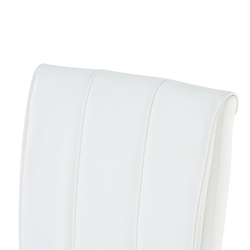 Xylo Dining Chairs- Gold Cantilever Metal- Set of 4- White Faux Leather
