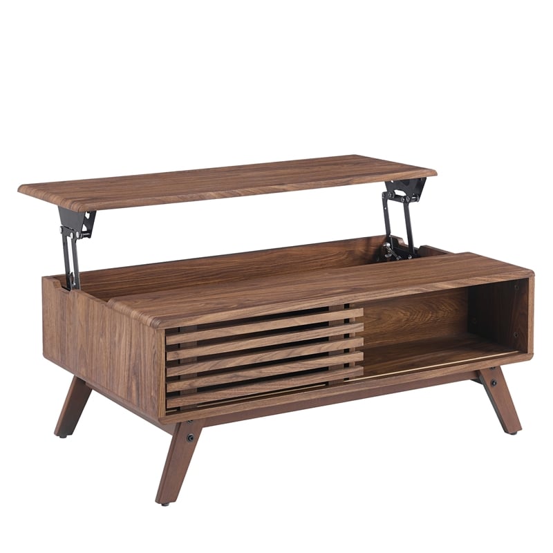 Dolly Mid-Century Lift Top Coffee Table- Hidden Storage- Walnut MDF 39 Inch