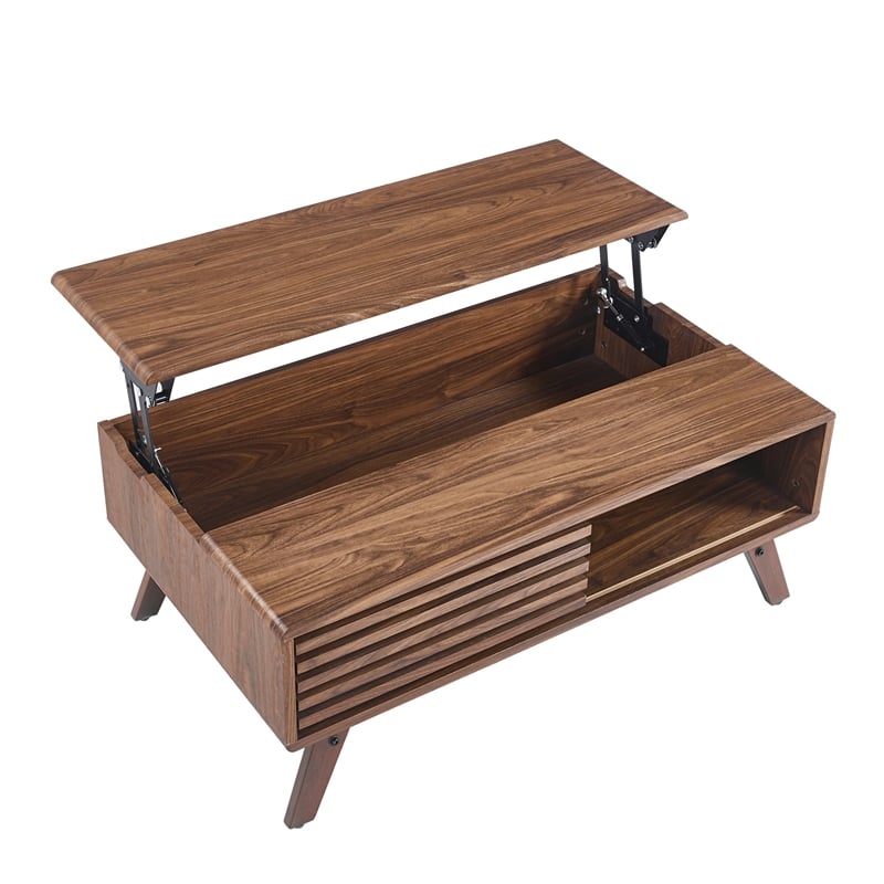 Dolly Mid-Century Lift Top Coffee Table- Hidden Storage- Walnut MDF 39 Inch