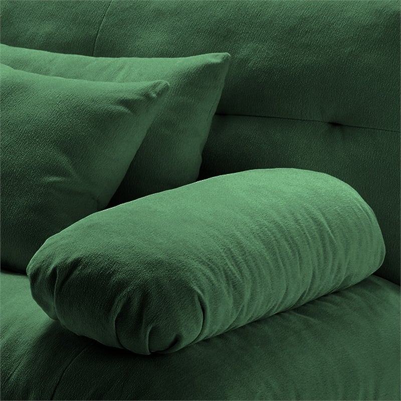 Erico Modular Sofa with Pillows and LSF Arm- Green Chenille 47 Inch