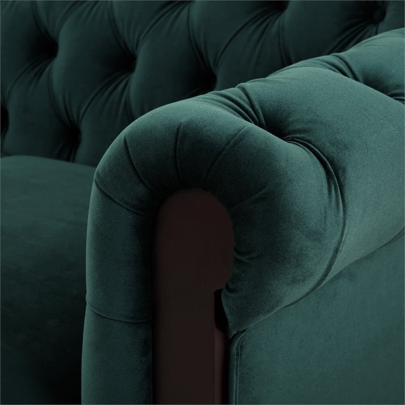 Veso Chesterfield Loveseat- Tufted Velvet- Forest Green- 60 Inch
