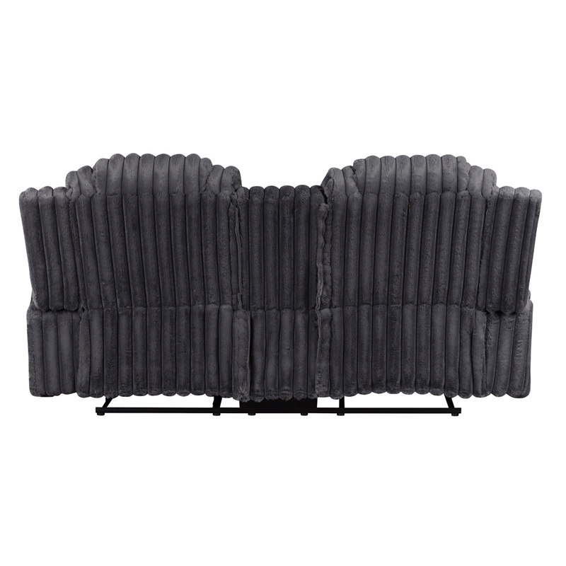 Phil Reclining Loveseat- Console and Cup Holders- Dark Gray Corduroy