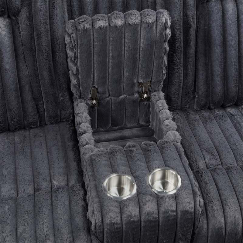 Phil Reclining Loveseat- Console and Cup Holders- Dark Gray Corduroy
