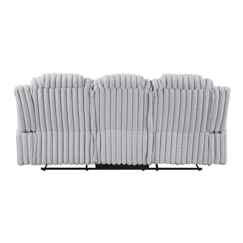 Phil Reclining Sofa with Tab Pull- Cup Holders- Light Gray Corduroy