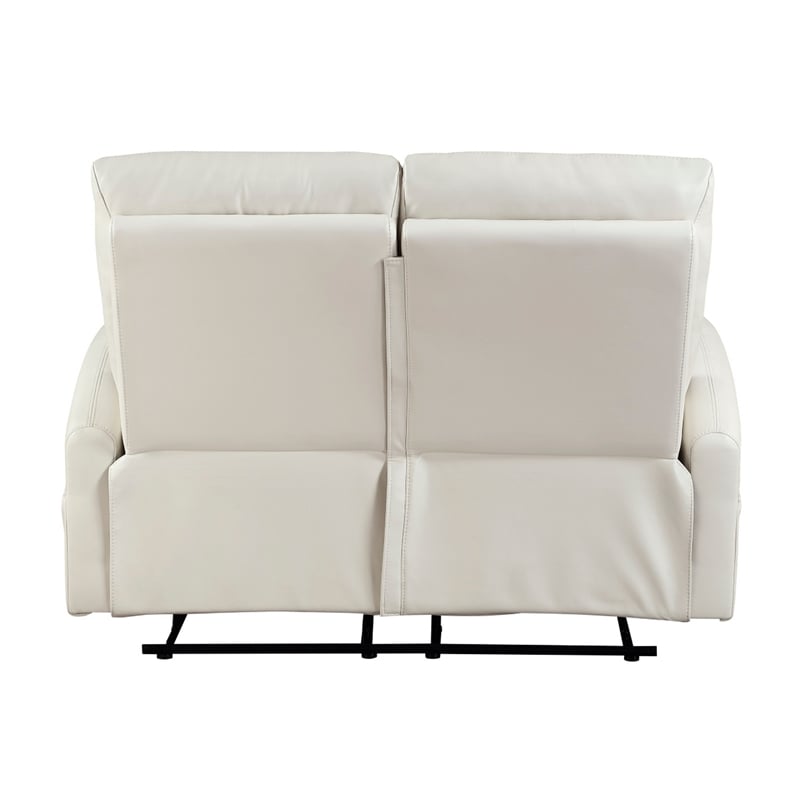 Henly Double Reclining Loveseat- Magazine Pockets- Beige Faux Leather