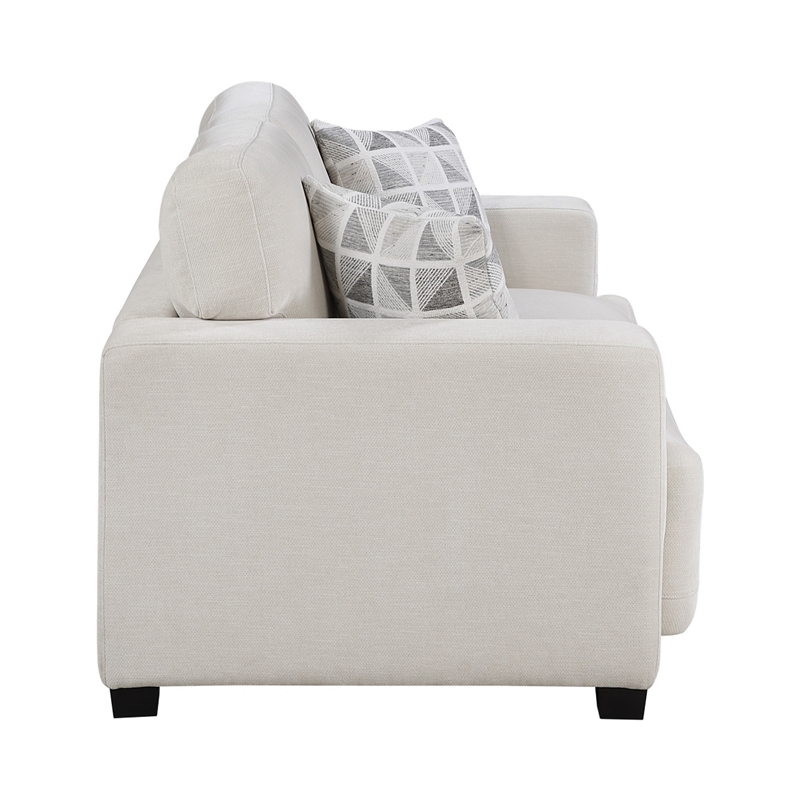 Covey Loveseat with 2 Pillows and Rubberwood Legs- Beige Chenille