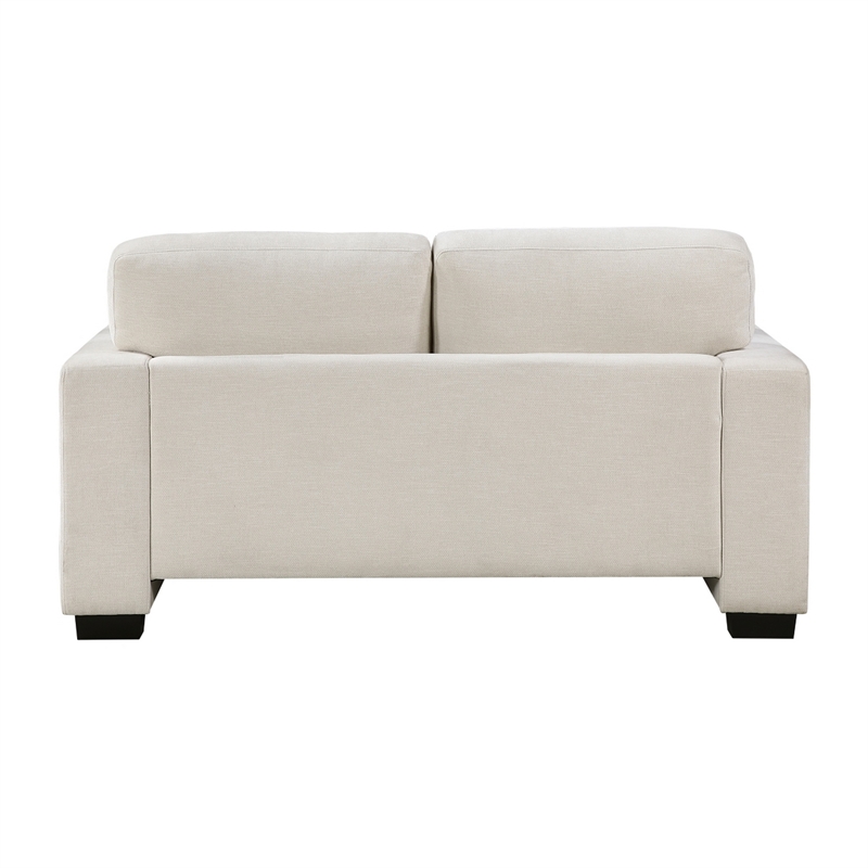 Covey Loveseat with 2 Pillows and Rubberwood Legs- Beige Chenille