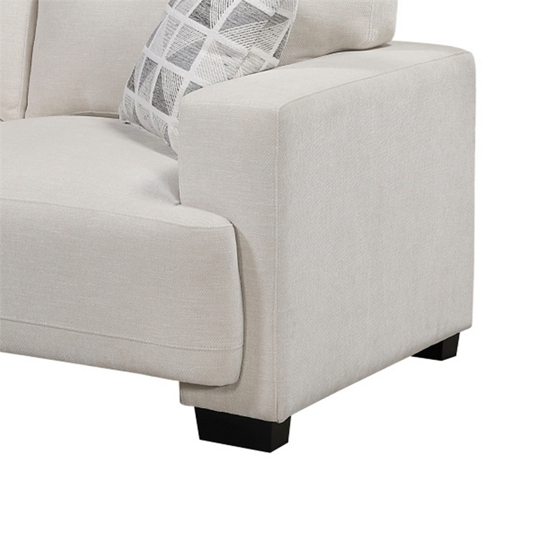 Covey Loveseat with 2 Pillows and Rubberwood Legs- Beige Chenille