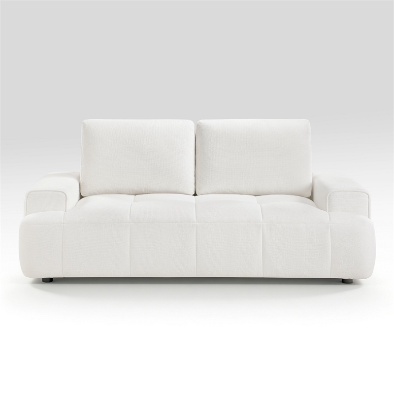 Brenda Loveseat- Reversible Cushions- Faux Wood Feet- Beige Chenille