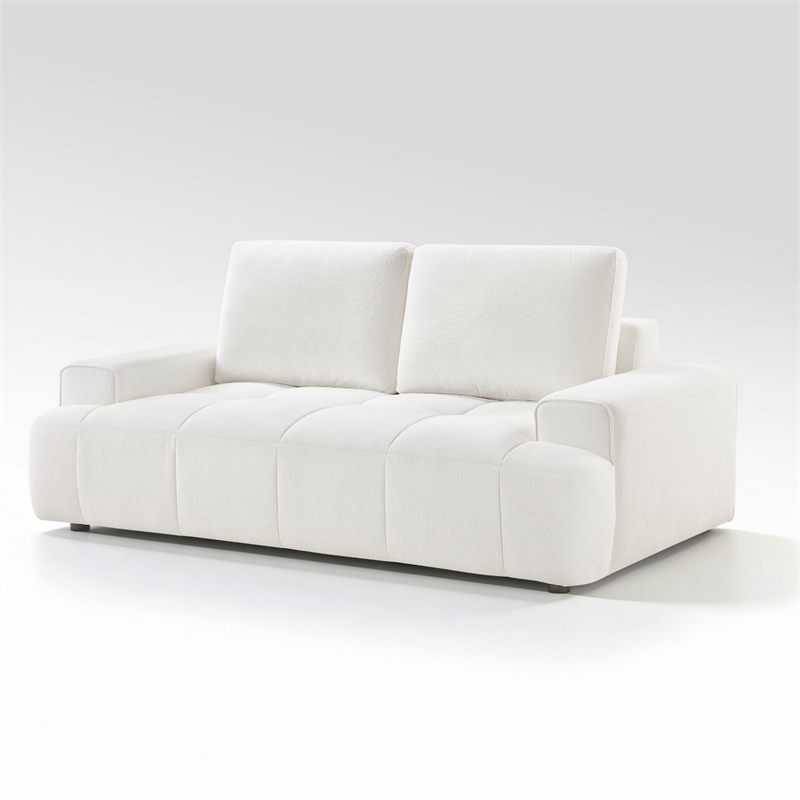Brenda Loveseat- Reversible Cushions- Faux Wood Feet- Beige Chenille
