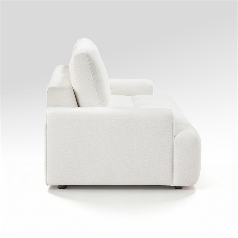 Brenda Loveseat- Reversible Cushions- Faux Wood Feet- Beige Chenille