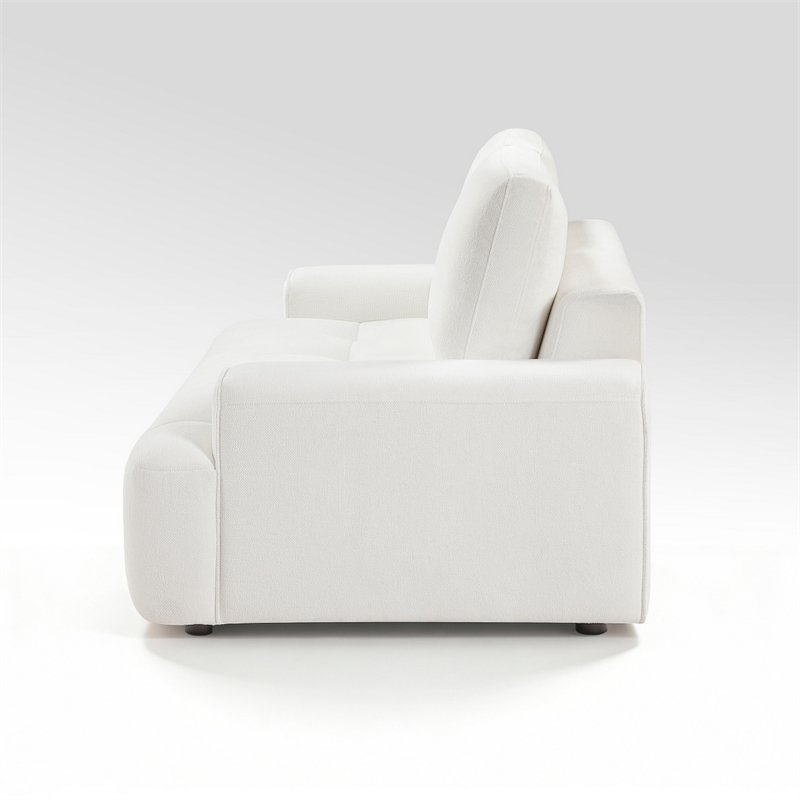 Brenda Loveseat- Reversible Cushions- Faux Wood Feet- Beige Chenille