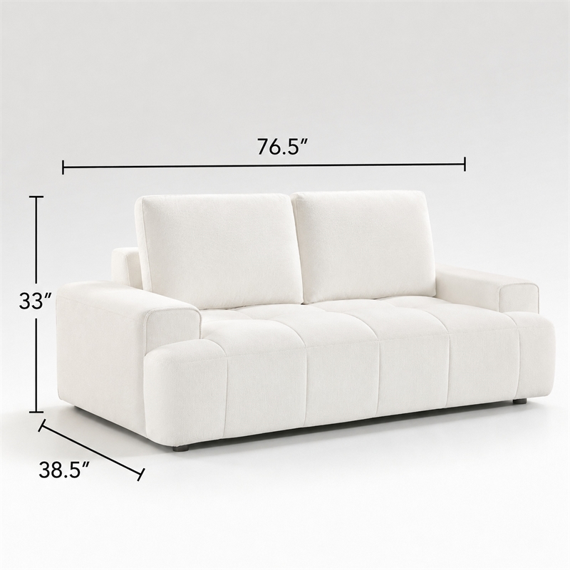 Brenda Loveseat- Reversible Cushions- Faux Wood Feet- Beige Chenille