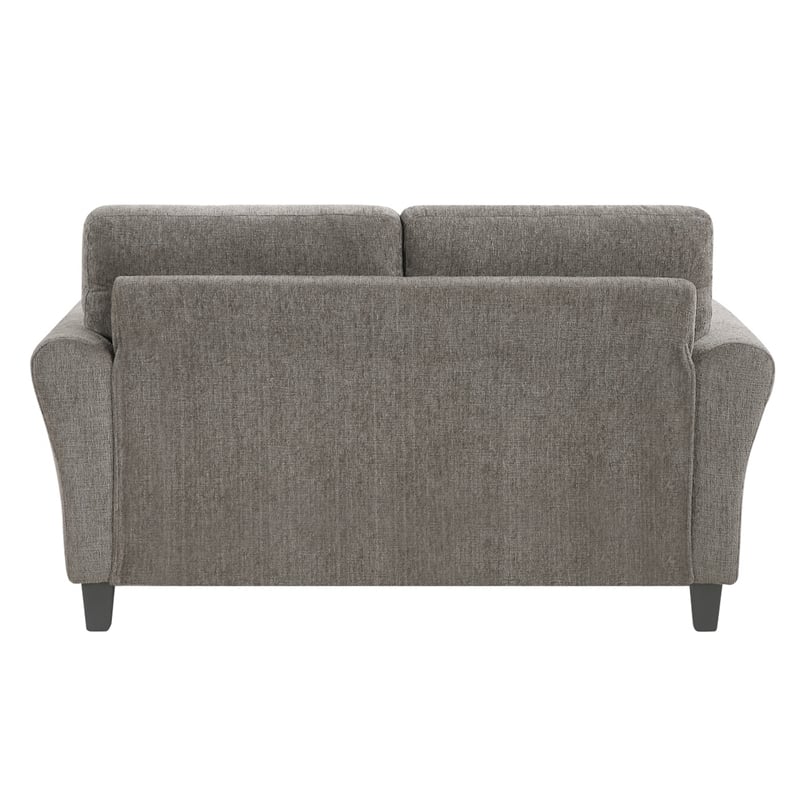 Elon Loveseat with Black Feet- Rolled Arms- Brown Chenille- 58 Inch
