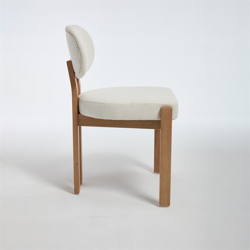 Zelda Dining Chairs- Set of 2- Brown Rubberwood Frame- Beige Fabric