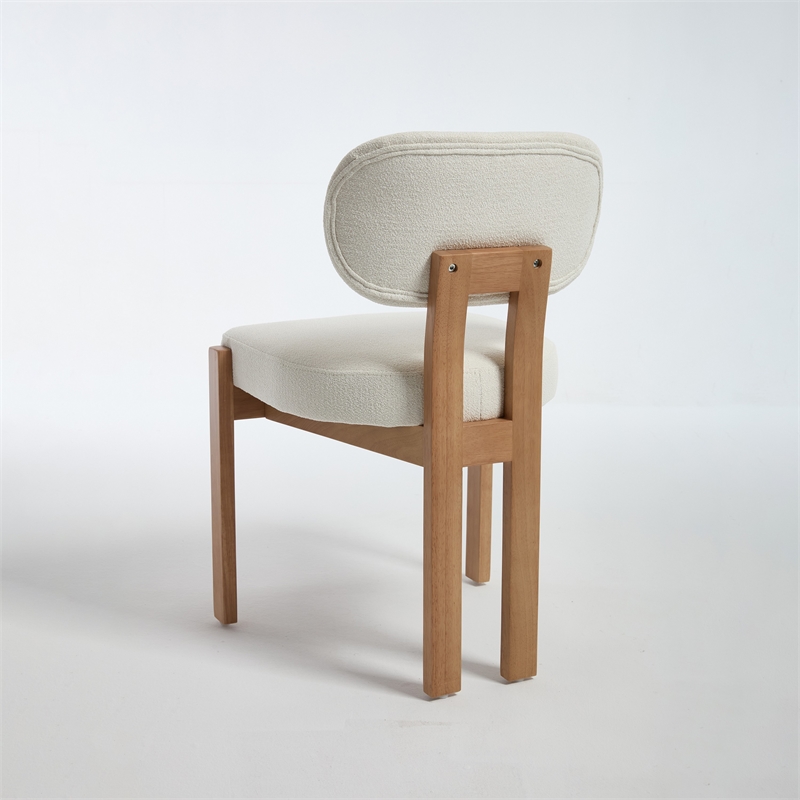 Zelda Dining Chairs- Set of 2- Brown Rubberwood Frame- Beige Fabric