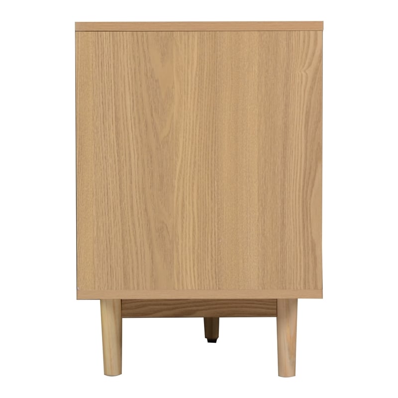 TV Media Cabinet- 2 Rattan Doors- 3 Drawers- 1 Shelf- Natural Brown 77 Inch