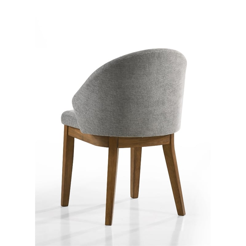 Andy 5pc Dining Table Set- Cross-Sled Base- Gray Fabric Chairs- Brown Wood