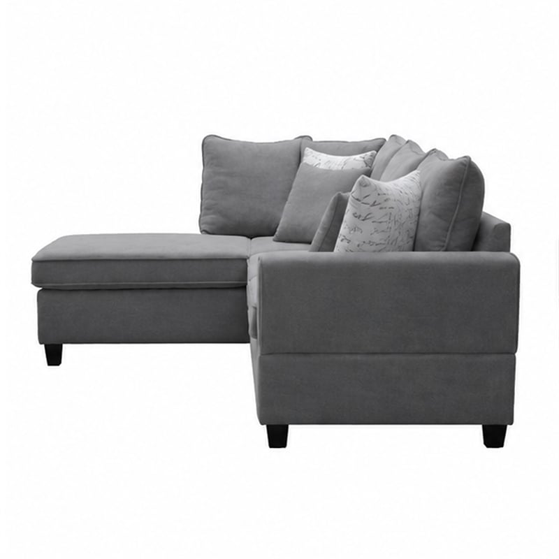 Kyna Sectional Sofa with Storage Ottoman- Throw Pillows- Gray Fabric