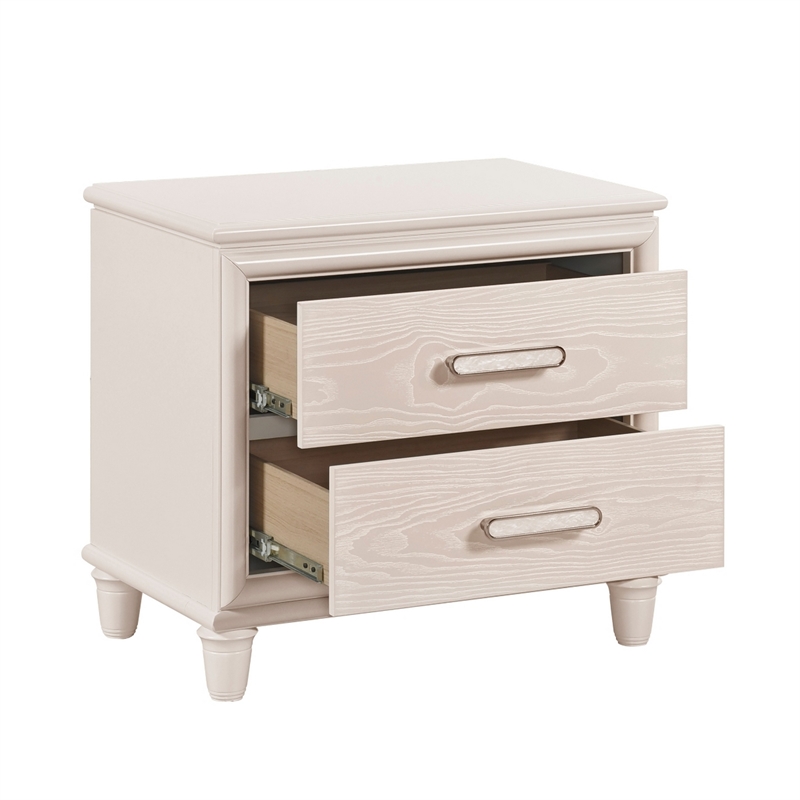 Monie Nightstand with 2 Drawers- USB-A and USB-C Ports- White Wood