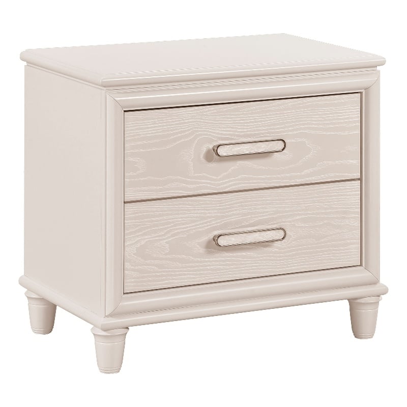 Monie Nightstand with 2 Drawers- USB-A and USB-C Ports- White Wood