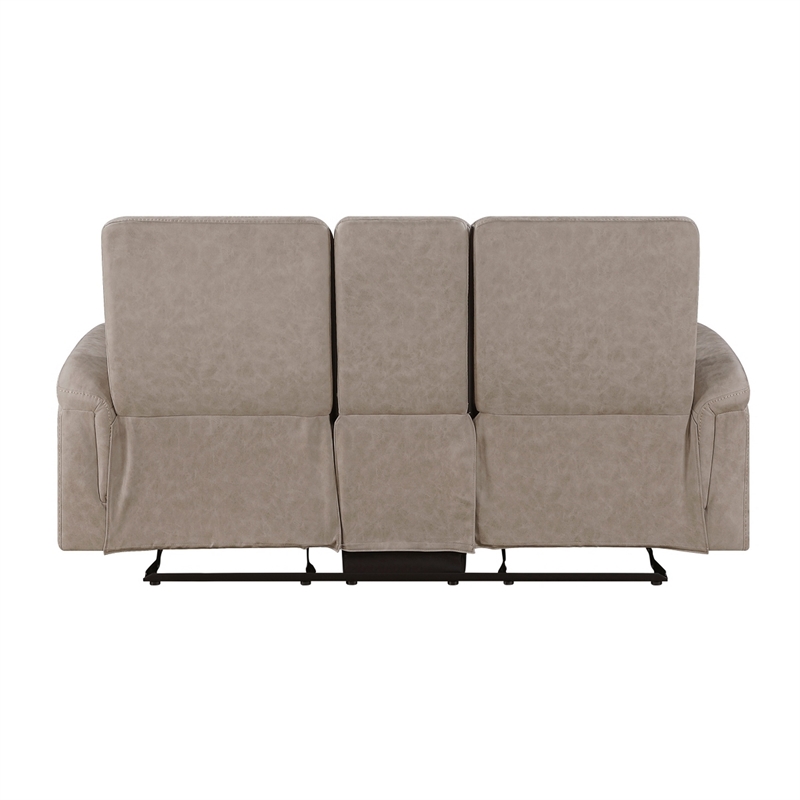 Meloni Glider Reclining Loveseat- Console and Holders- Taupe Fabric