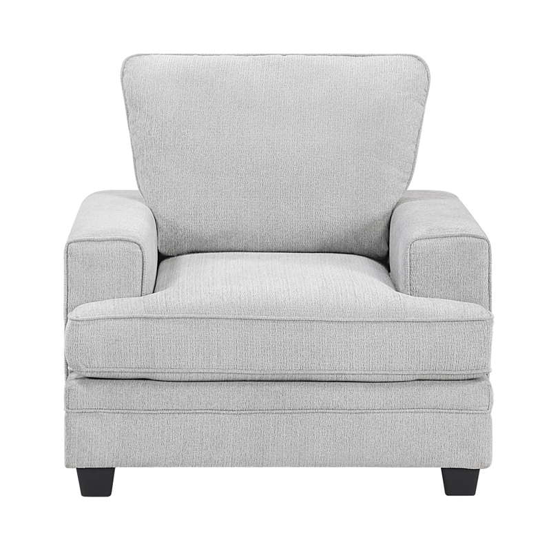 Rahi Accent Chair- Track Arms- Foam Seat- Stone Gray Chenille- Black