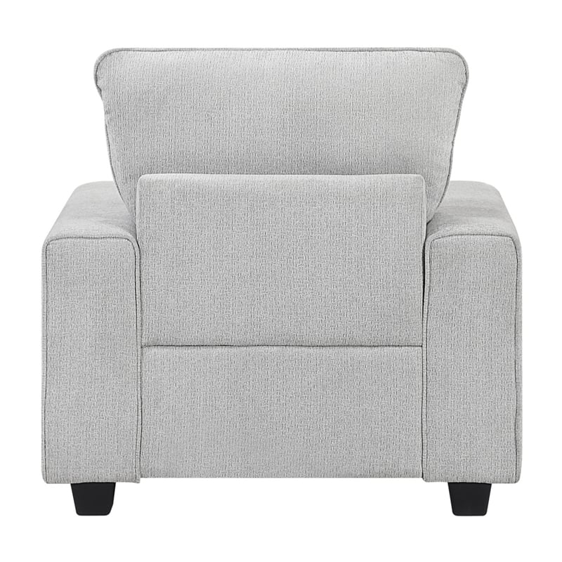 Rahi Accent Chair- Track Arms- Foam Seat- Stone Gray Chenille- Black