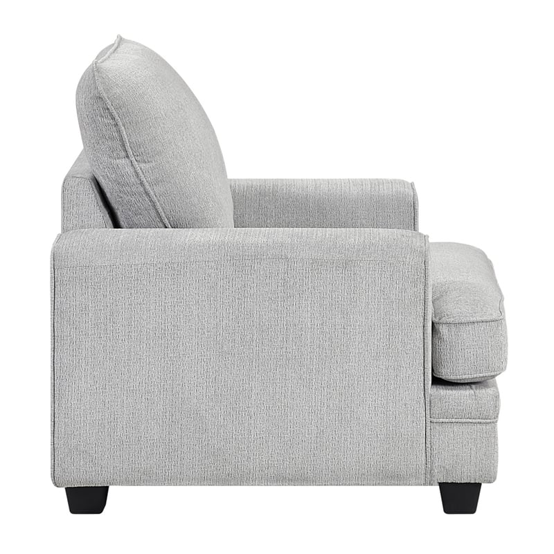Rahi Accent Chair- Track Arms- Foam Seat- Stone Gray Chenille- Black