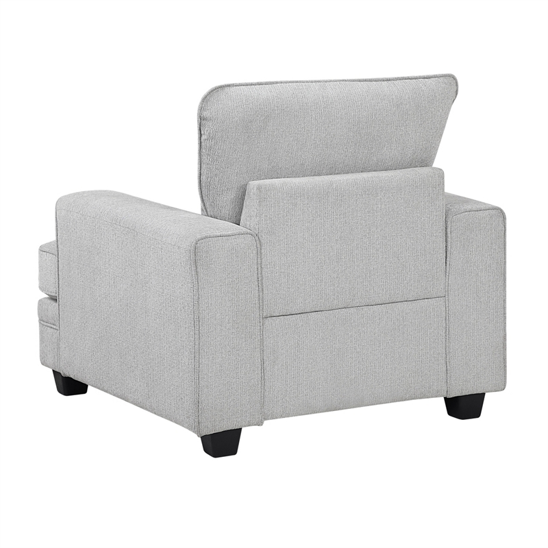 Rahi Accent Chair- Track Arms- Foam Seat- Stone Gray Chenille- Black