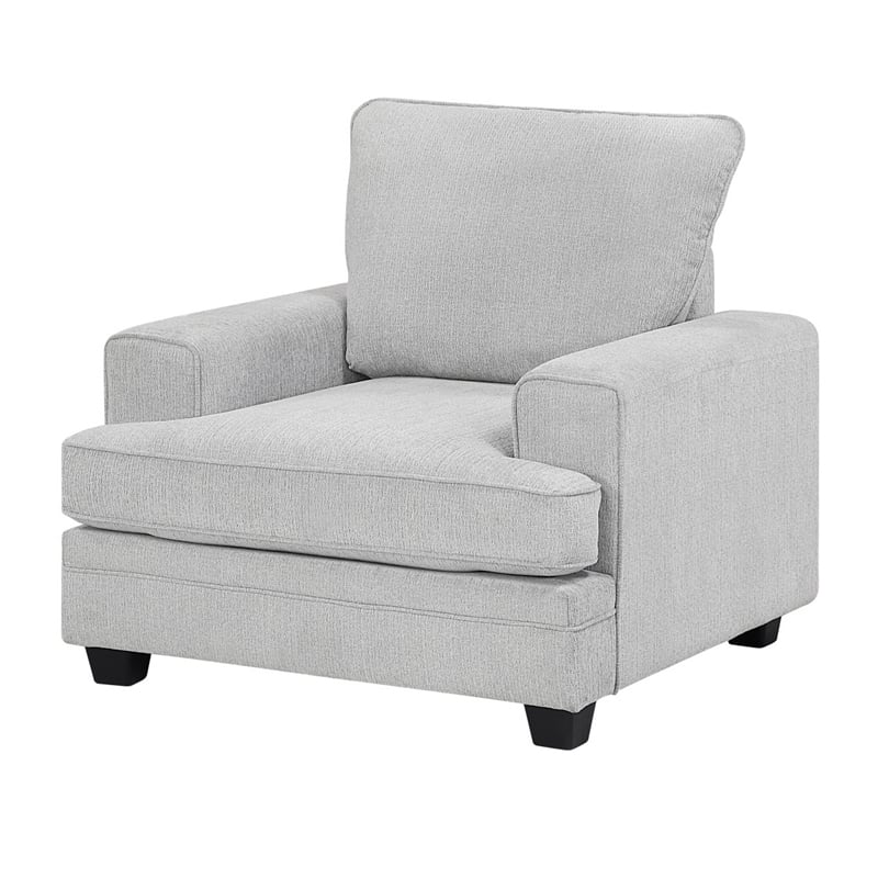 Rahi Accent Chair- Track Arms- Foam Seat- Stone Gray Chenille- Black