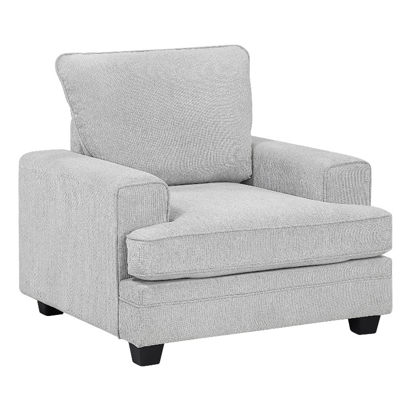 Rahi Accent Chair- Track Arms- Foam Seat- Stone Gray Chenille- Black
