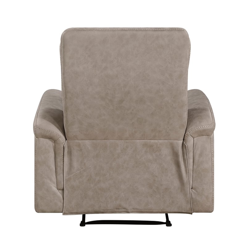 Meloni Reclining Chair with Pull-Hand Mechanism- Taupe Microfiber