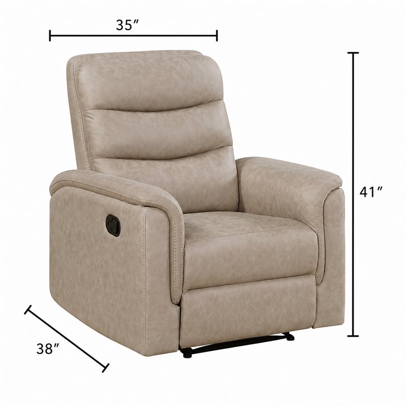 Meloni Reclining Chair with Pull-Hand Mechanism- Taupe Microfiber