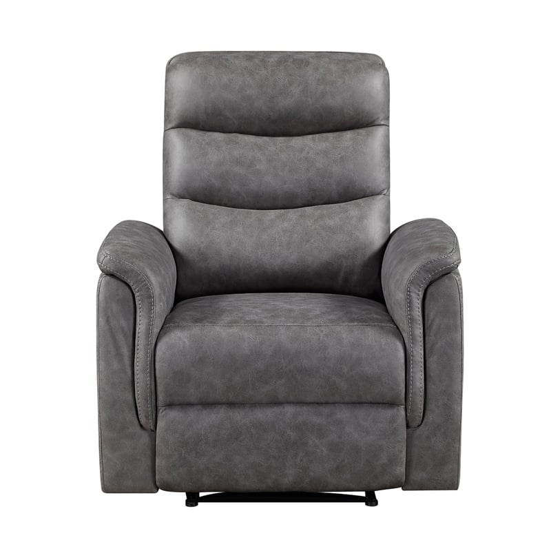 Meloni Reclining Chair with Pull-Hand Mechanism- Gray Microfiber