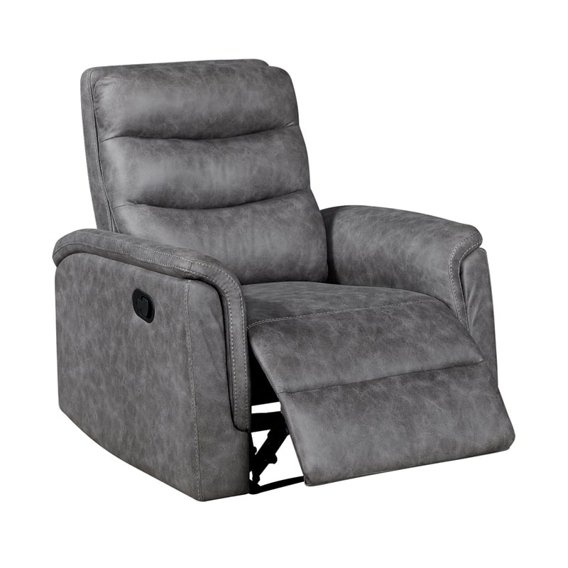 Meloni Reclining Chair with Pull-Hand Mechanism- Gray Microfiber
