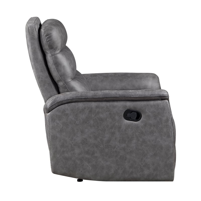 Meloni Reclining Chair with Pull-Hand Mechanism- Gray Microfiber