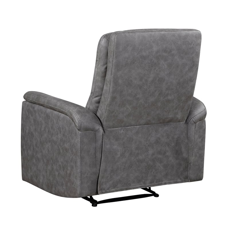 Meloni Reclining Chair with Pull-Hand Mechanism- Gray Microfiber