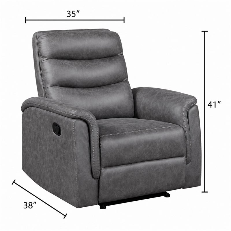 Meloni Reclining Chair with Pull-Hand Mechanism- Gray Microfiber