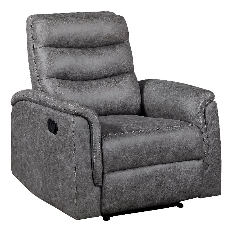 Meloni Reclining Chair with Pull-Hand Mechanism- Gray Microfiber