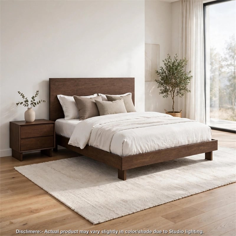 King Bedroom Set- Brown- 2 Piece Set with Nightstand