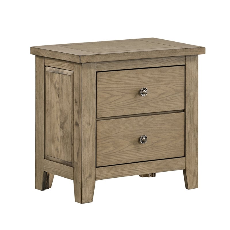 Queen Bedroom Set- Vineyard Oak Brown- 2 Piece Set with Nightstand