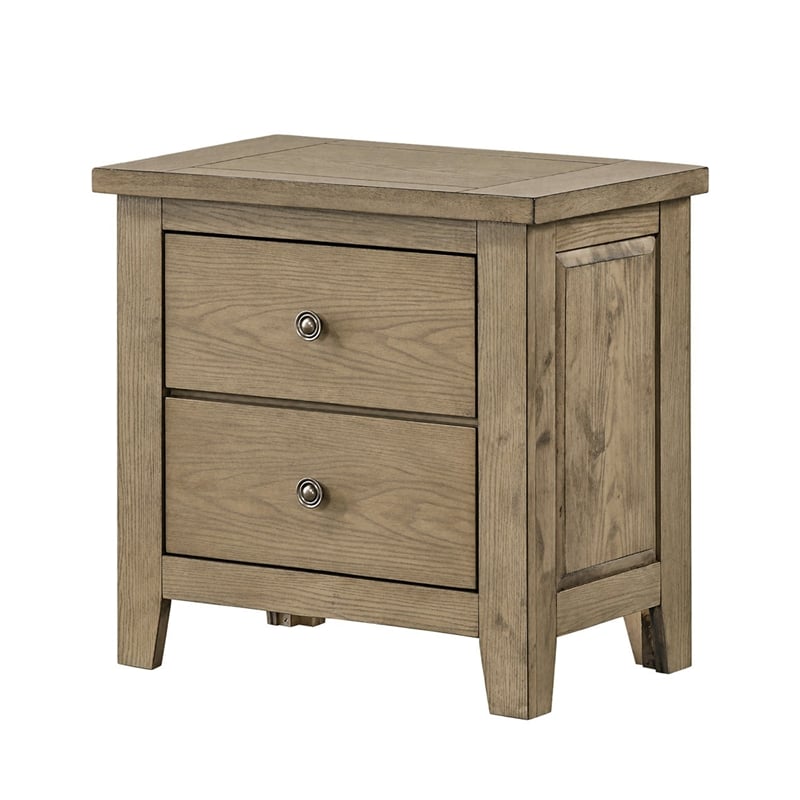 Queen Bedroom Set- Vineyard Oak Brown- 2 Piece Set with Nightstand