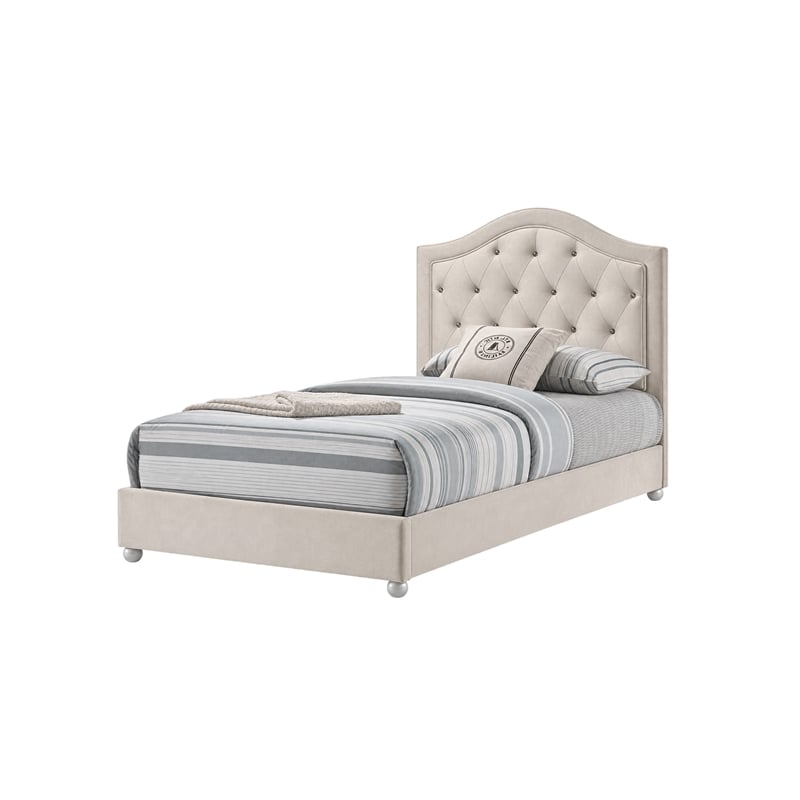 Full Bedroom Set- Upholstered Storage Design- Beige- 4pc w NS- Dresser