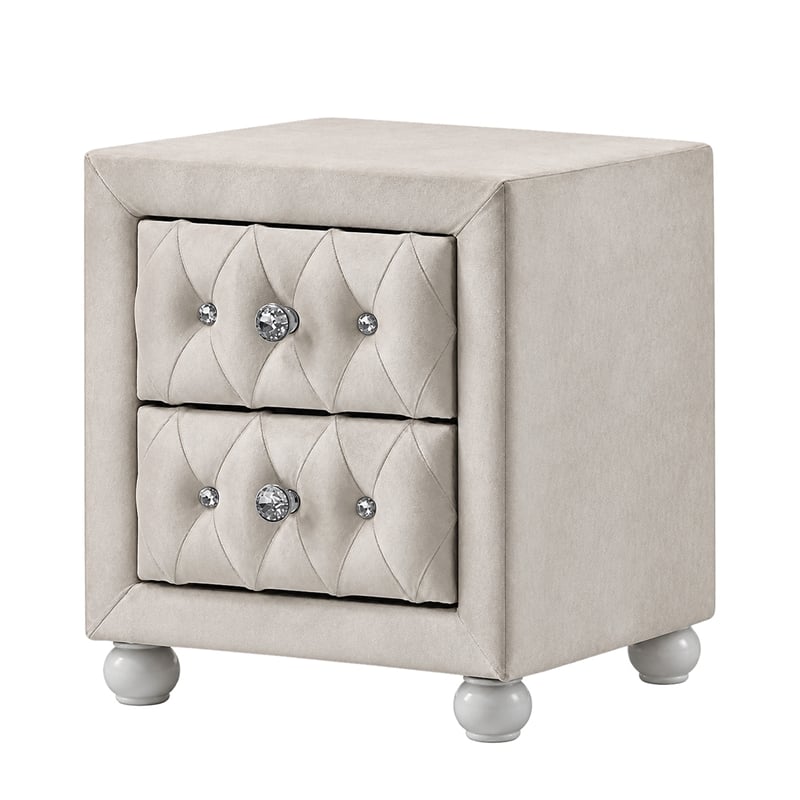 Full Bedroom Set- Upholstered Storage Design- Beige- 3pc w NS- Dresser
