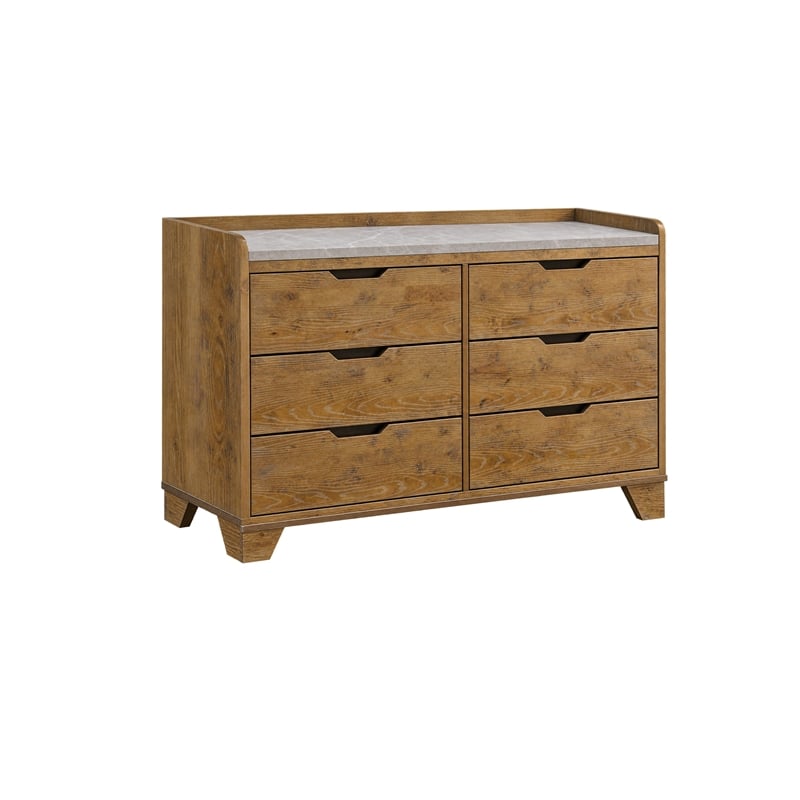 Queen Bedroom Set- Light Aspen Brown Gray- 4pc w 2 Nightstands- Dresser